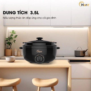 Nồi Nấu Chậm Hare HR-SC535 Thiết Kế Hiện Đại Trang Nhã, Lòng Nồi Gốm Sứ Giữ Trọn Hương Vị Món Ăn - Công Tiến Kitchen