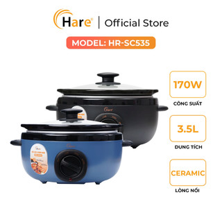Nồi Nấu Chậm Hare HR-SC535 Thiết Kế Hiện Đại Trang Nhã, Lòng Nồi Gốm Sứ Giữ Trọn Hương Vị Món Ăn - Công Tiến Kitchen