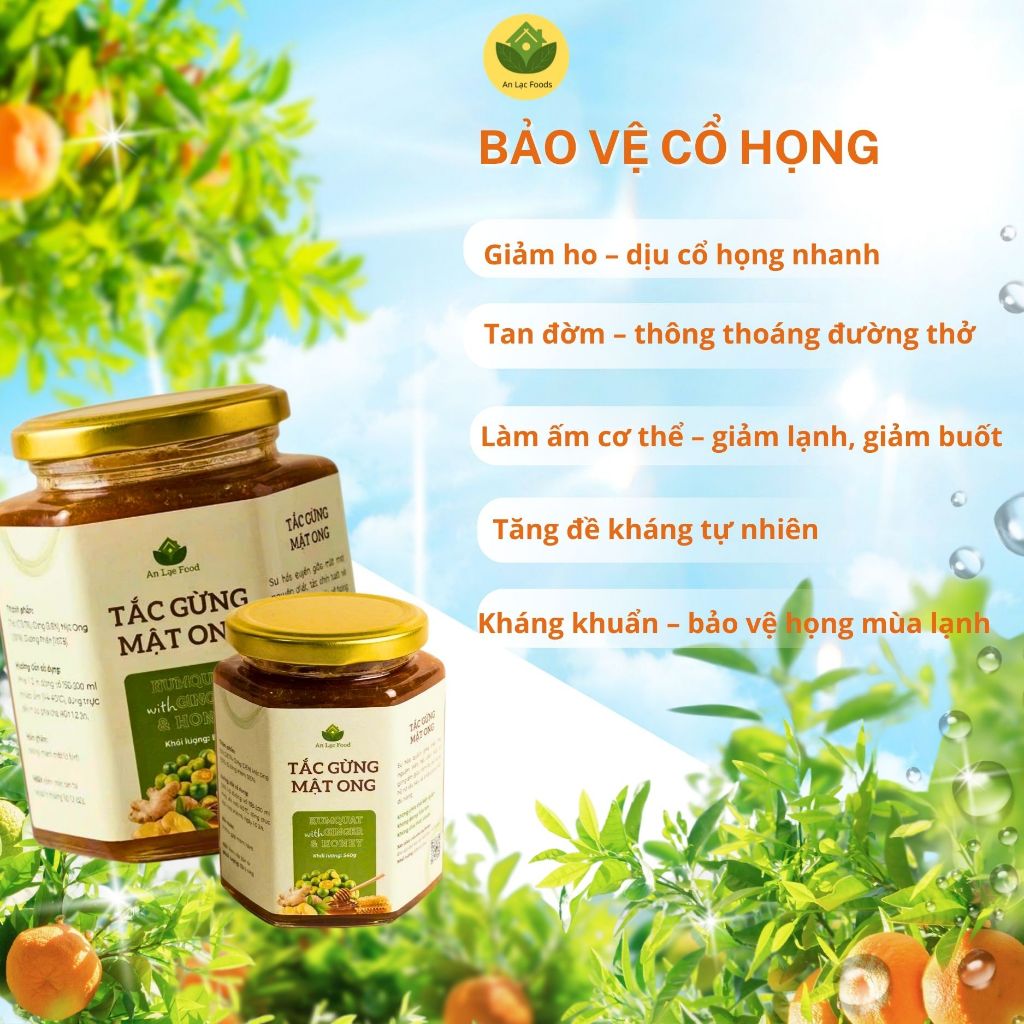 Combo Mua 2 Tặng 1 Tắc Gừng Mật Ong Đường Phèn An Lạc Foods 850g - Giảm Ho, Ấm Họng, Tăng Đề Kháng