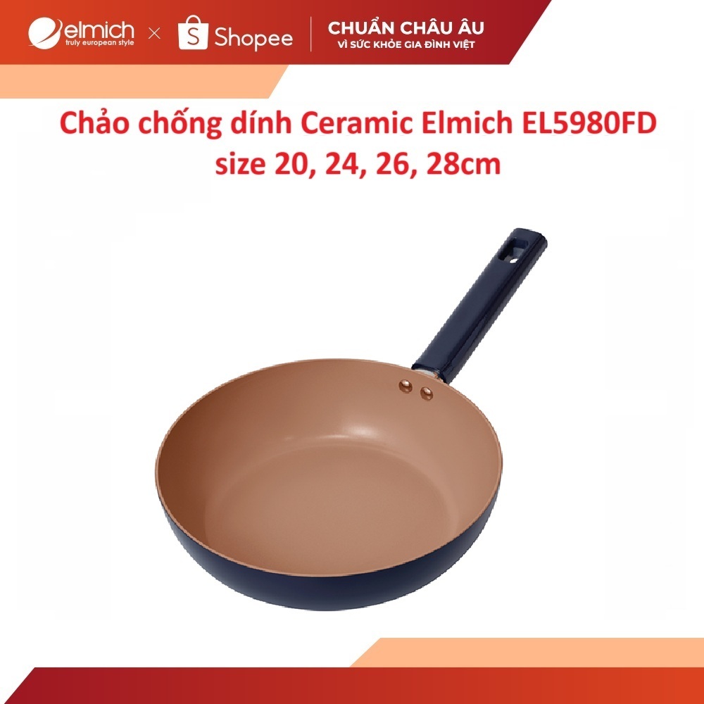 Chảo chống dính Ceramic Elmich EL5980FD size 20, 24, 26, 28cm