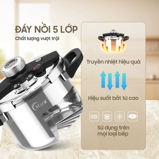 Nồi Áp Suất Inox Hare Gia Nhiệt Nhanh Áp Suất Cao Làm Chín Thực Phẩm Nhanh, Giữ Trọn Dinh Dưỡng Tự Nhiên- Đông Phong