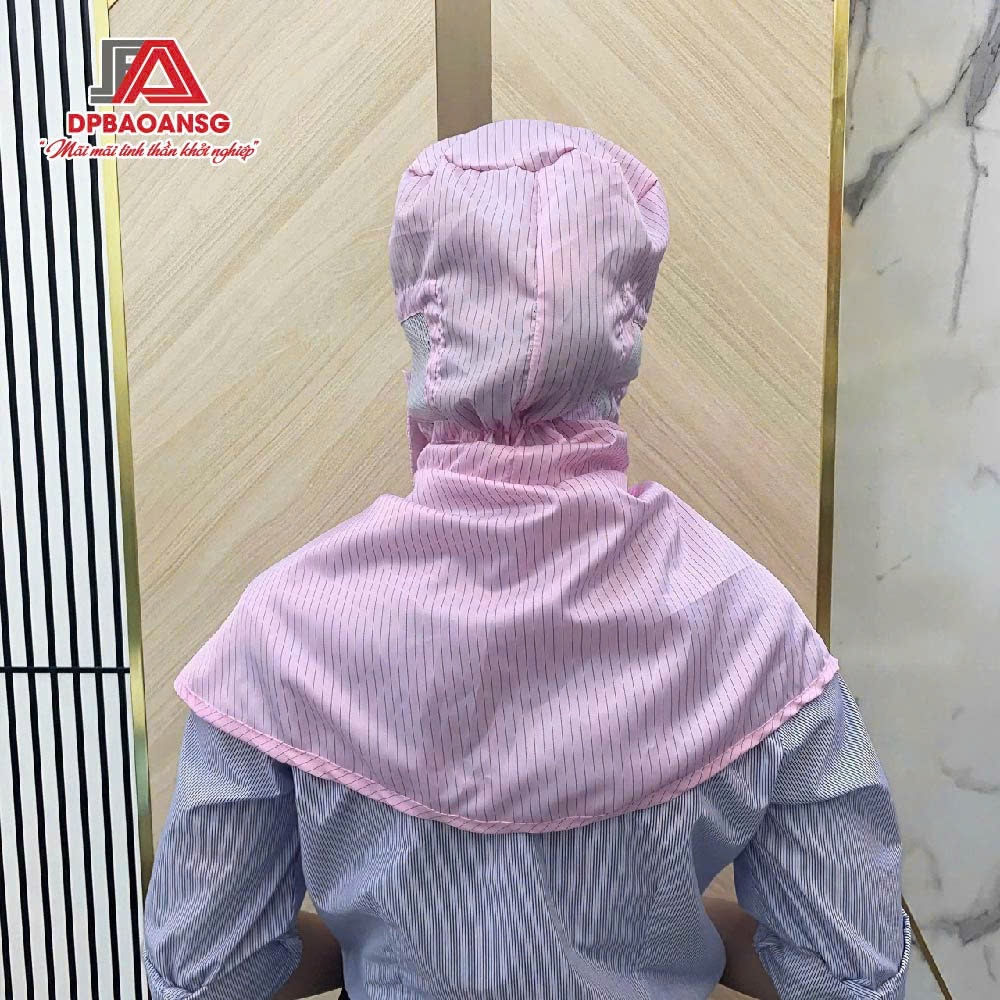 Nón Trùm Phòng Sạch Chống Tĩnh Điện Có Khẩu Trang - 3 Màu Trắng, Xanh, Hồng
