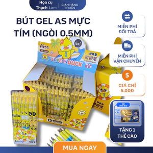 Bút Gel Xóa Được Hình Vịt Lovely Duck Aiso Ngòi 0.5mm Mực Tím Viết Mượt Cho Học Sinh