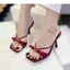 Dép Cao Gót Nữ 8cm Mũi Vuông Cone Heel – Thiết Kế Sang Trọng, Quai Bảng Nơ Trái Tim Vải Lụa Tôn Dáng