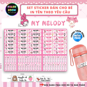 Set 85 Sticker Dán Đồ Dùng Cho Bé In tên theo yêu cầu -PVC chống thấm - Colorboomshop