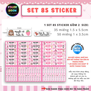 [ MẪU MELODY ] Set 85 Sticker Dán Đồ Dùng Cho Bé In tên theo yêu cầu -PVC chống thấm - Colorboomshop
