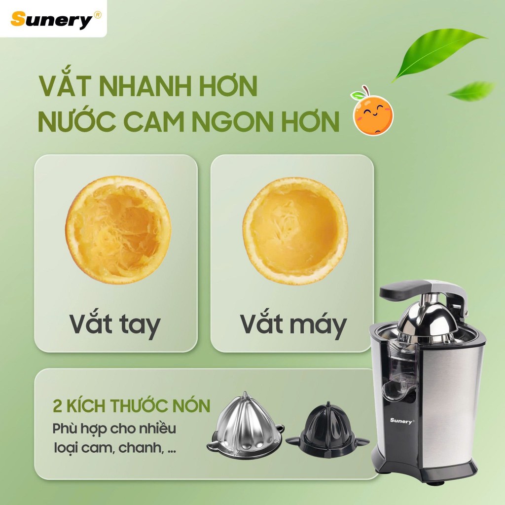 Máy Vắt Cam Sunery SR-CJ12 Công Suất 85W Mạnh Mẽ vắt Nhẹ Nhàng, Có Thể Tháo Rời Dễ Dàng Vệ Sinh - Nhà Bếp Xinh
