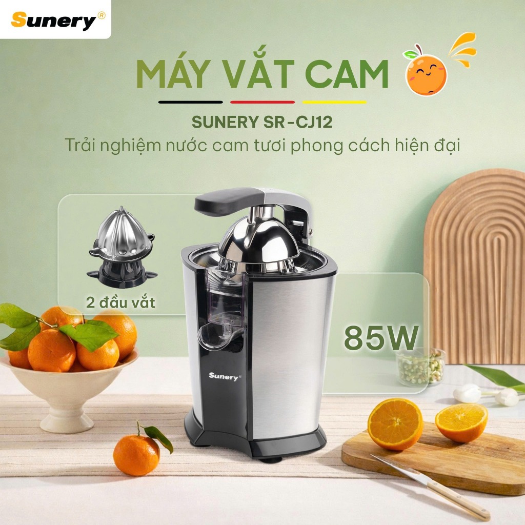 Máy Vắt Cam Sunery SR-CJ12 Công Suất 85W Mạnh Mẽ vắt Nhẹ Nhàng, Có Thể Tháo Rời Dễ Dàng Vệ Sinh - Nhà Bếp Xinh