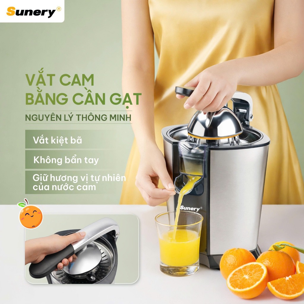 Máy Vắt Cam Sunery SR-CJ12 Công Suất 85W Mạnh Mẽ vắt Nhẹ Nhàng, Có Thể Tháo Rời Dễ Dàng Vệ Sinh - Nhà Bếp Xinh