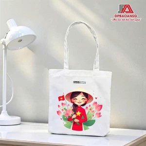 Túi Tote Vải Màu Đen Trắng In Hình Cute Dùng Đựng Đồ, Quà Tặng Ý Nghĩa