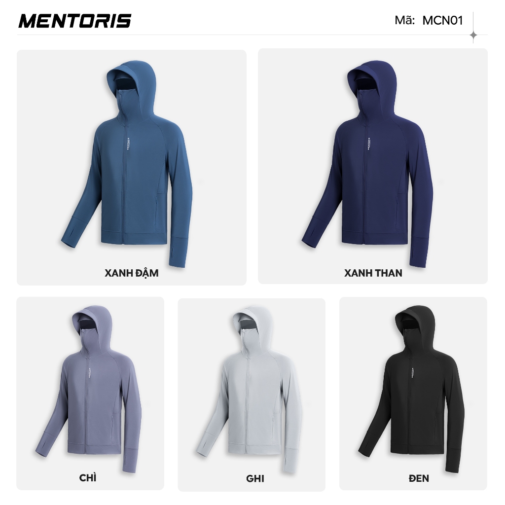Áo Chống Nắng Nam Nữ MENTORIS, Chất Vải Thun Lạnh Cao Cấp, Đạt Chuẩn Số UPF 50+ Chống UV Tốt MCN01S