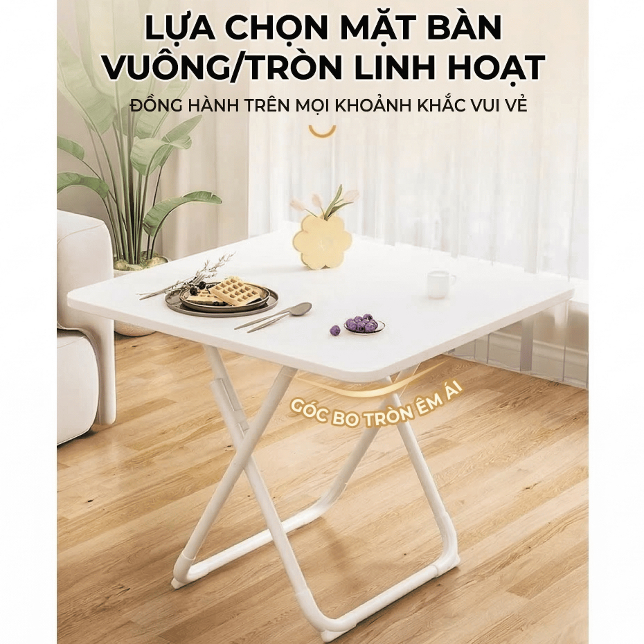 Bàn Gấp Gọn Mặt Vuông Mehaa Bàn Xếp Di Động Chân Chữ X Chắc Chắn Bàn Ăn Bàn Học Bàn Trà Gia Đình