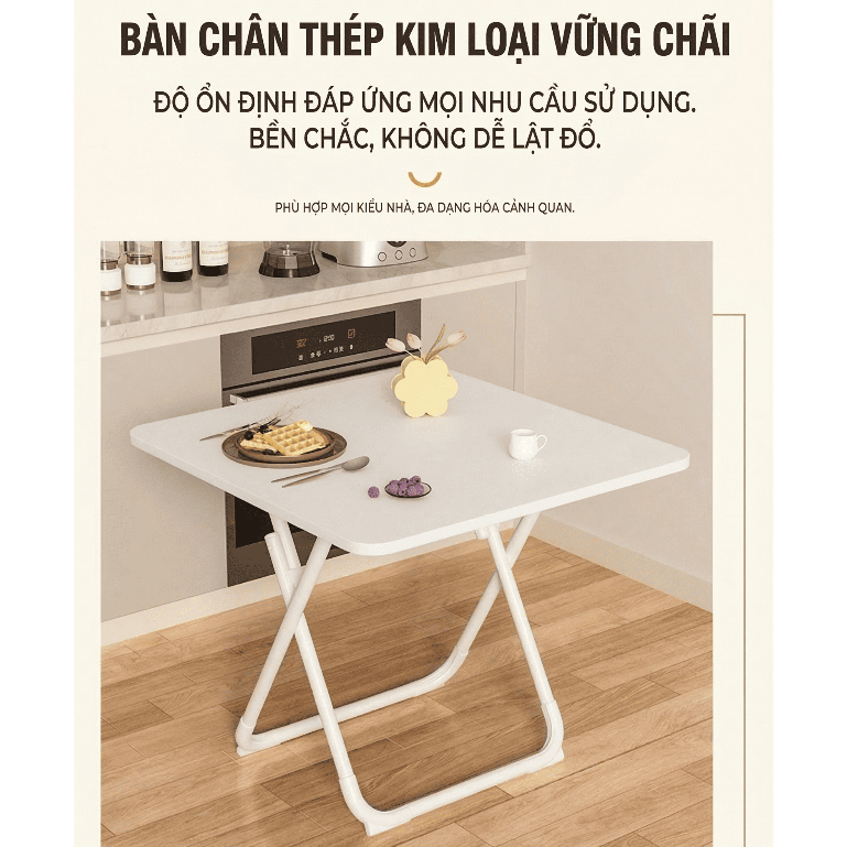 Bàn Gấp Gọn Mặt Vuông Mehaa Bàn Xếp Di Động Chân Chữ X Chắc Chắn Bàn Ăn Bàn Học Bàn Trà Gia Đình