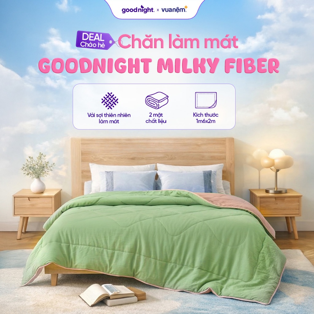 Chăn lạnh Goodnight Milky - Chăn siêu nhẹ, Chăn hè, Chăn điều hòa, Mền lạnh, Chăn mùa hè