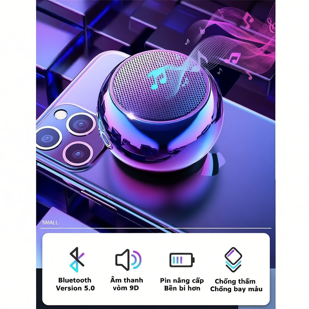 Loa Bluetooth Kim Loại M3 Mini , Vỏ Kim Loại , Bass Trầm Ấm , Nhỏ Gọn Thích Hợp Di Chuyển