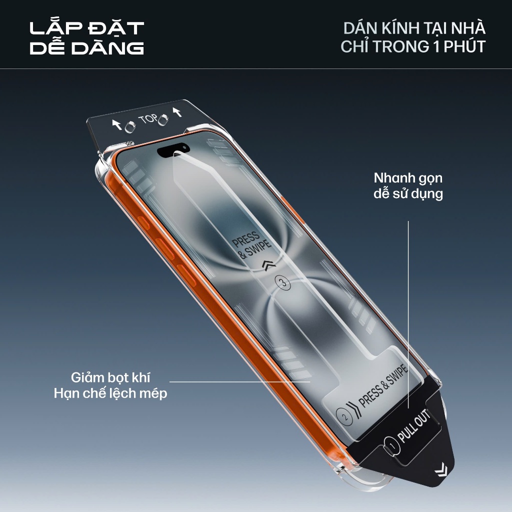 Kính cường lực iPhone 17 series & iPhone Air SLIMCASE - Kèm khung tự dán, Chống nhìn trộm, chống trầy xước, độ cứng 9H