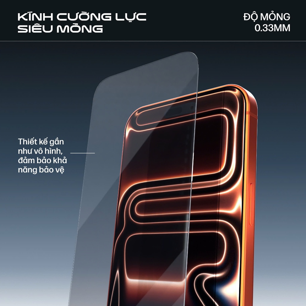 Kính cường lực iPhone 17 series & iPhone Air SLIMCASE - Kèm khung tự dán, Chống nhìn trộm, chống trầy xước, độ cứng 9H