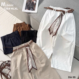 Quần Dài Nữ Kaki Mềm Dáng Suông Thanh Lịch Kèm Đai & Khăn 3 Món,Quần Kaki Nữ Cạp Cao Dễ Phối Đồ | SANA CLOSET #A726