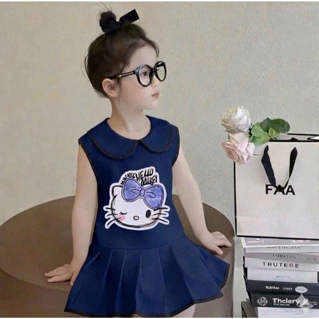 VÁY BÉ GÁI MÙA HÈ MẪU HELO KITTY  E.C SZ 9 - 35 KG CHẤT POLY DÀY DẶN ĐƯỜNG MAY KĨ