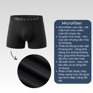 Combo 3 Quần Boxer Nam Velosar LUW-60005 Microfiber Thoáng Khí, Co Giãn Mềm Mịn, Thấm Hút Mồ Hôi