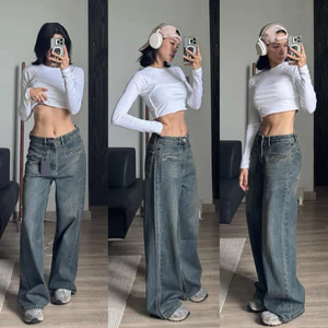 Quần jeans suông túi mổ - JN223