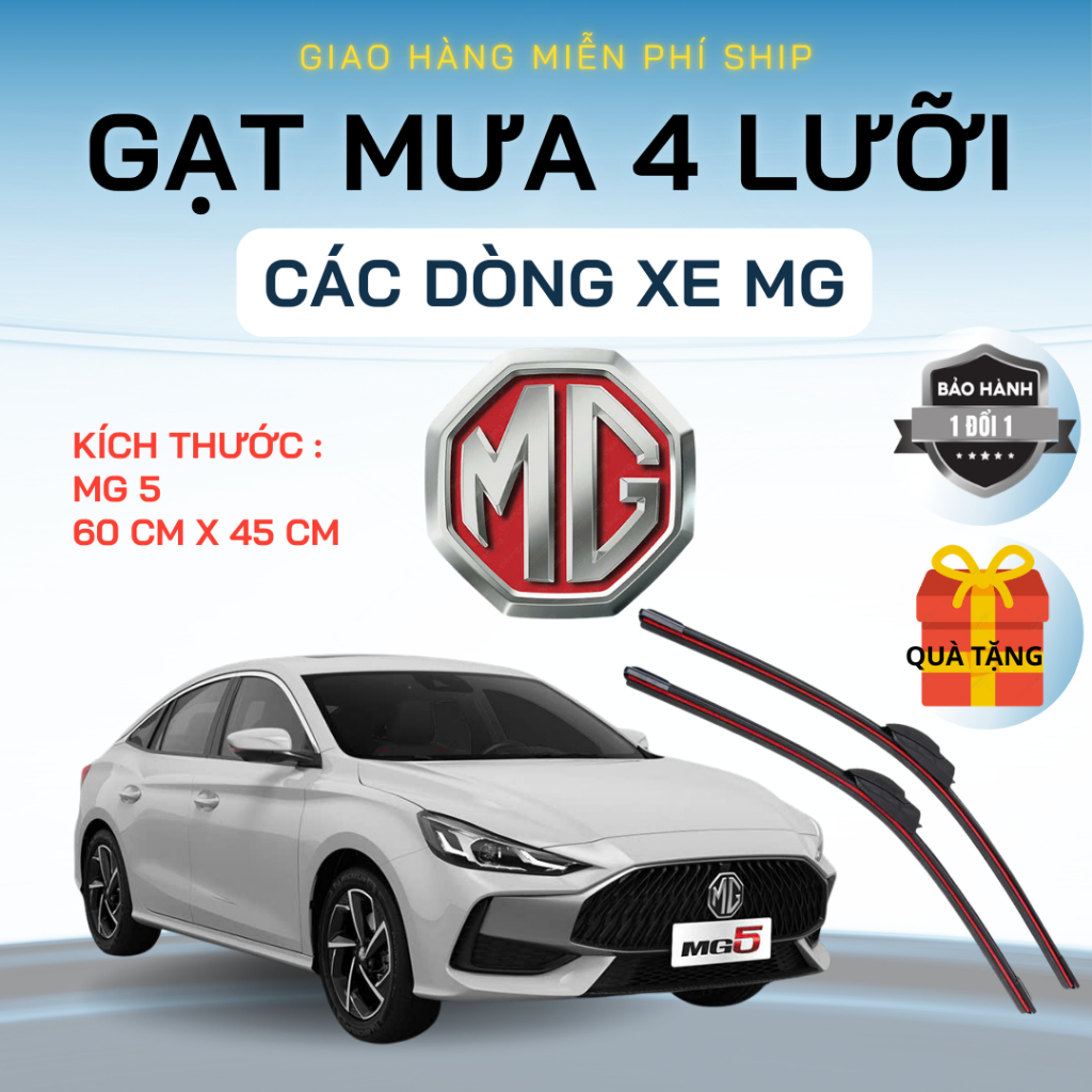 Gạt Mưa Ô Tô Các Dòng Xe MG Hs, MG5, , MG Zs ... Gạt Silicon 4 Lưỡi Gạt Sạch Êm. 4L