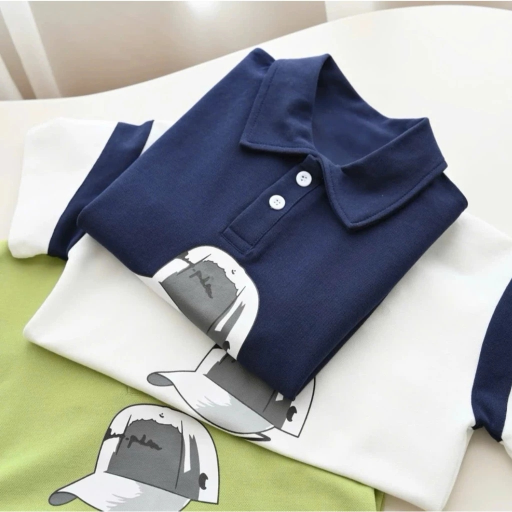 [Peinn] Áo polo cộc tay dành cho bé trai 18-52kg mẫu in họa tiết MŨ. Chất liệu vải thóng mát, co dãn nhẹ. NL4