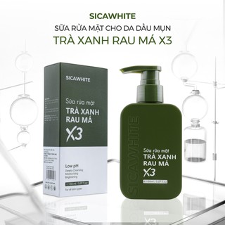 [NEW 2026] Sữa Rửa Mặt Trà Xanh Rau Má X3 Sica White 150ml, hỗ trợ da dầu mụn, làm sạch, ngăn ngừa mụn - SICAWHITE