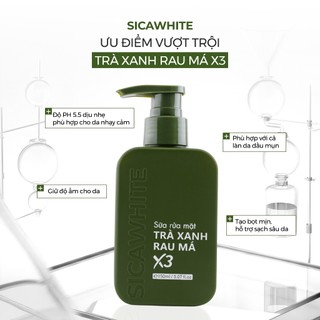[NEW 2026] Sữa Rửa Mặt Trà Xanh Rau Má X3 Sica White 150ml, hỗ trợ da dầu mụn, làm sạch, ngăn ngừa mụn - SICAWHITE