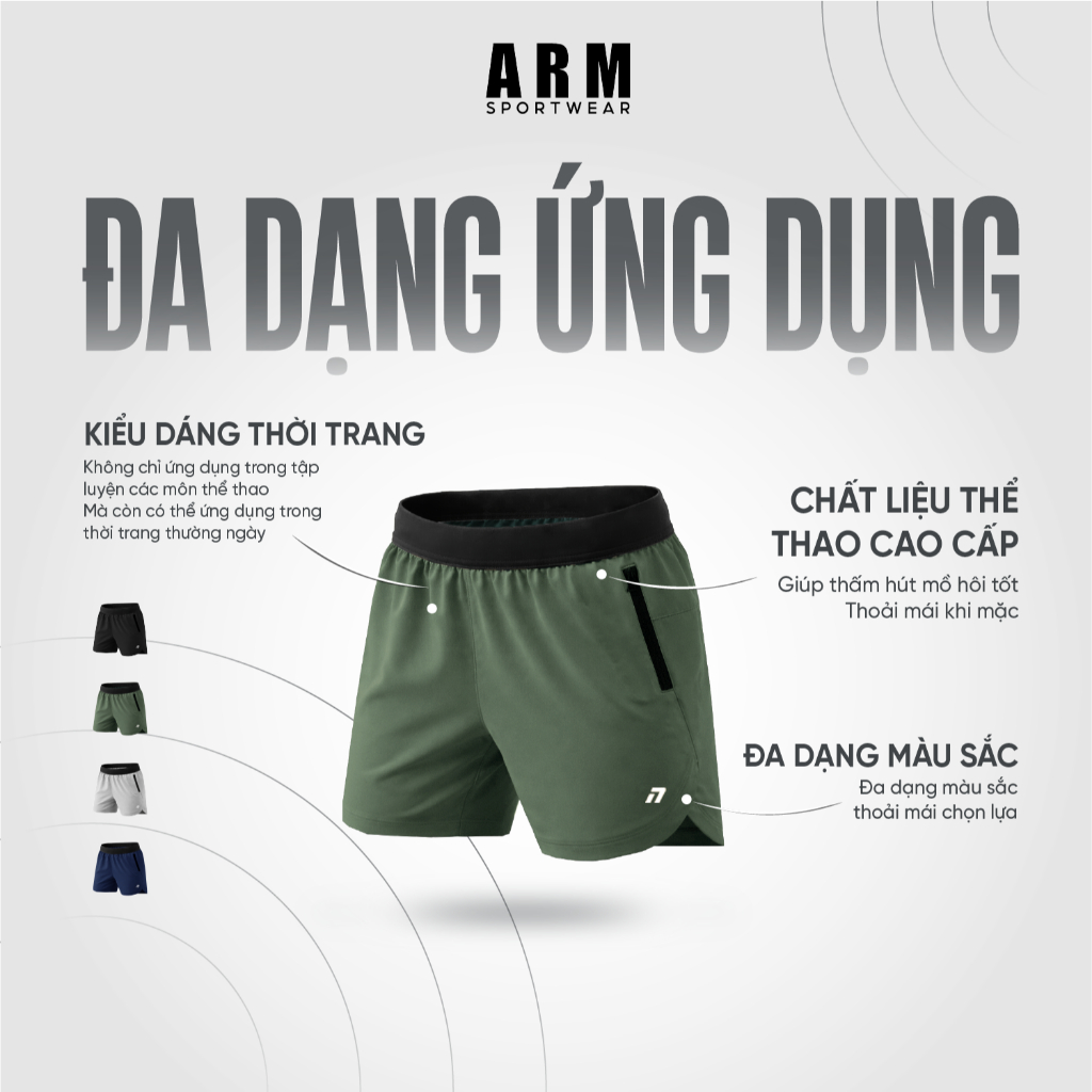 Quần Đùi Thể Thao Nam ARM PEAK MOVE 6 Inch Siêu Nhẹ, Co Giãn Tập Gym, Chạy Bộ Thoải Mái