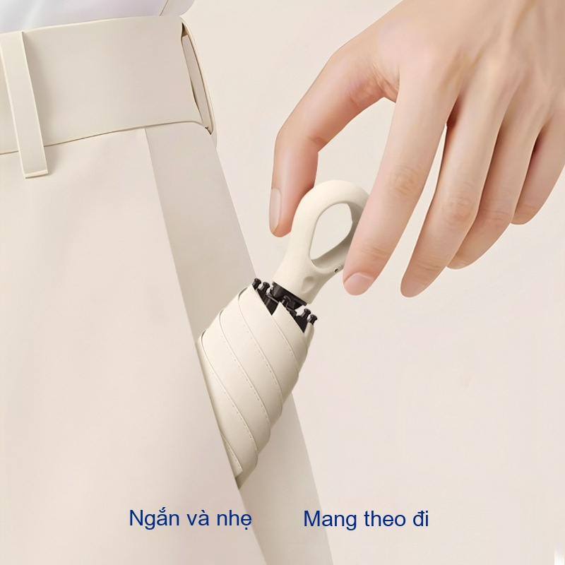 Ô gấp siêu nhỏ 5 lần | Tay cầm vòng treo | Dùng mưa nắng 2 trong 1 | Chống tia UV UPF50+ | Hỗ trợ bán buôn