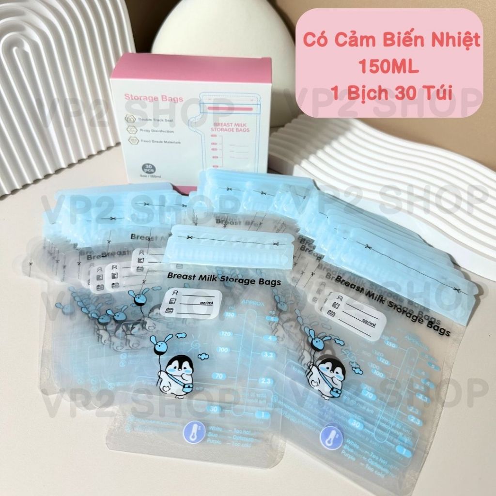 Túi Trữ Sữa Nhiều Dung Tích Bịch 30 Túi Có Vòi Rót CẢM BIẾN 150ML 200ML, BPA Free