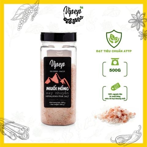 Muối hồng Himalaya Vipep xay nhuyễn hũ 200g và 500g. Tốt cho sức khoẻ, dùng được cho cả gia đình.