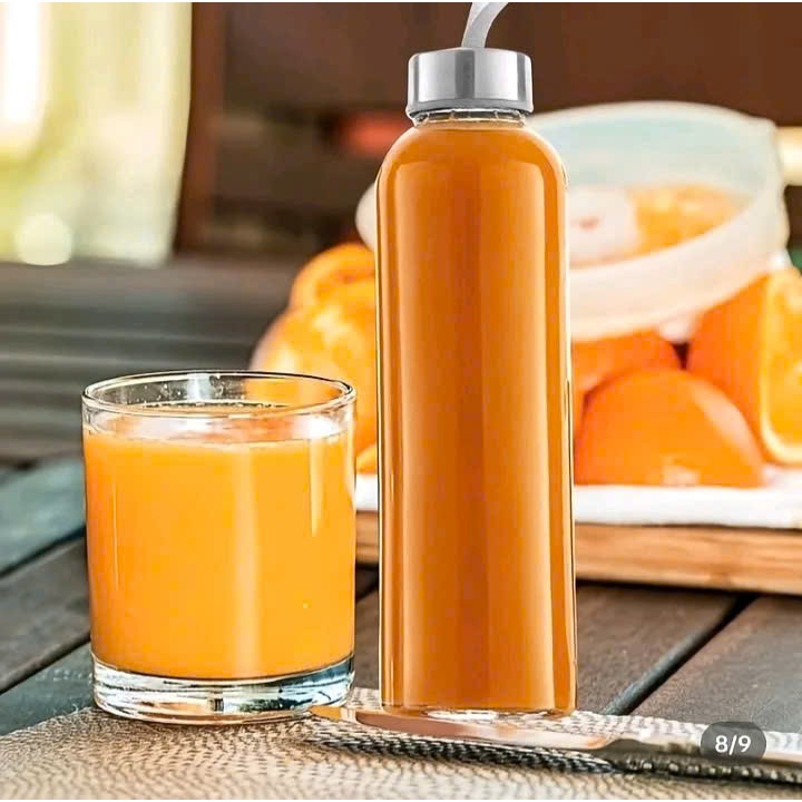 COM BO 5 Chai thủy tinh 500ml nắp có dây xách – Chuyên dụng đựng nước ép, trà sữa