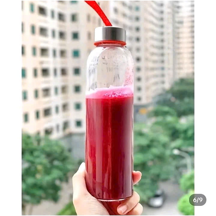 COM BO 5 Chai thủy tinh 500ml nắp có dây xách – Chuyên dụng đựng nước ép, trà sữa