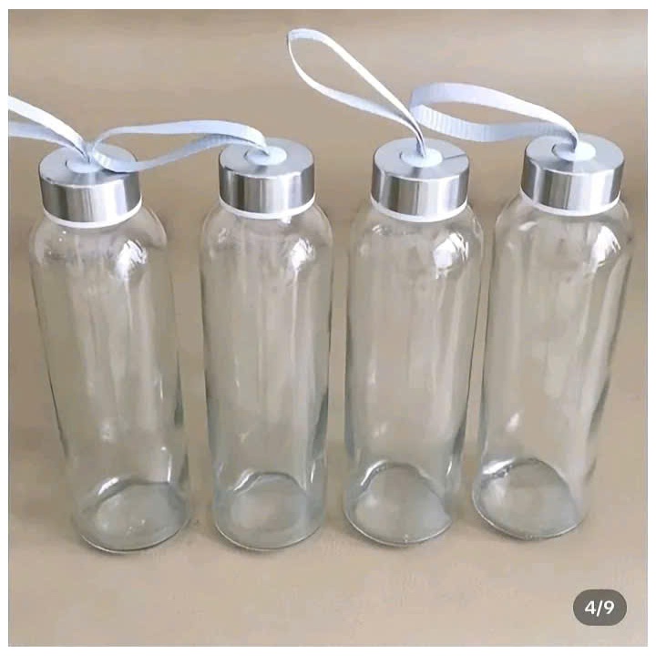COM BO 5 Chai thủy tinh 500ml nắp có dây xách – Chuyên dụng đựng nước ép, trà sữa