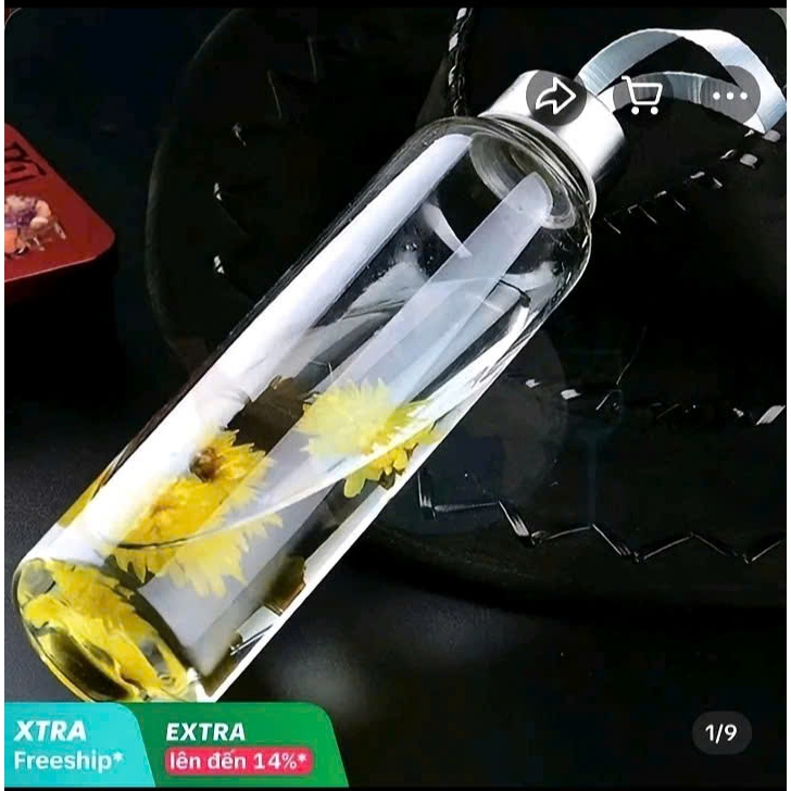 COM BO 5 Chai thủy tinh 500ml nắp có dây xách – Chuyên dụng đựng nước ép, trà sữa