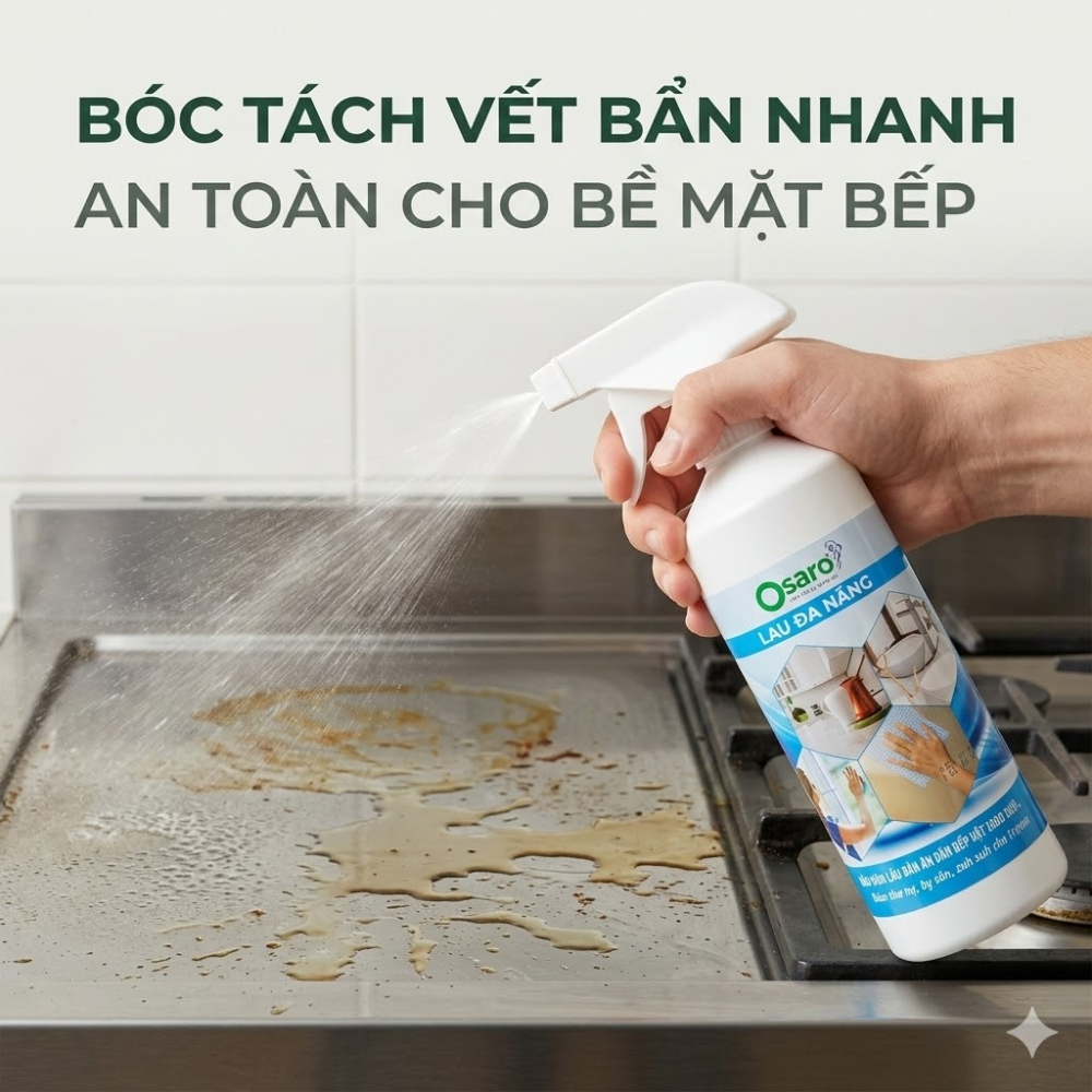 Combo Nước Rửa Chén 4KG + Lau Đa Năng 500G OSARO -  Sạch Dầu Mỡ Bàn Ăn - Bàn bếp