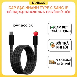 [CHUẨN PD] Cáp Sạc Nhanh TypeC Sang Ip Công Suất 20W Bọc Dù | Hỗ Trợ 3A & Truyền Dữ Liệu Lớn