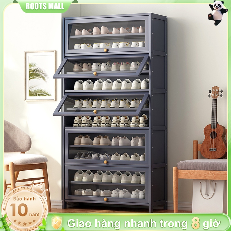 Tủ giày gỗ tre tự nhiên Kệ giày 42 đôi lớn Thiết kế hiện đại tối giản Tủ đựng giày phòng khách