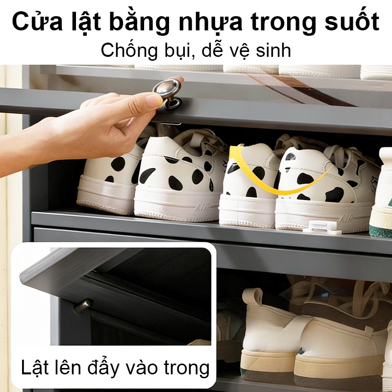 Tủ giày gỗ tre tự nhiên Kệ giày 42 đôi lớn Thiết kế hiện đại tối giản Tủ đựng giày phòng khách
