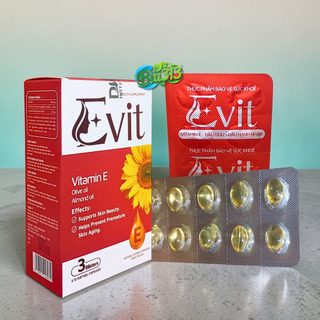 Evit Vitamin E, Dầu Oliv, dầu Hạnh Nhân, làm và chống lão hóa da, hộp vì 30 viên Hataphar date 2028
