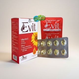 Evit Vitamin E, Dầu Oliv, dầu Hạnh Nhân, làm và chống lão hóa da, hộp vì 30 viên Hataphar date 2028