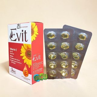 Evit Vitamin E, Dầu Oliv, dầu Hạnh Nhân, làm và chống lão hóa da, hộp vì 30 viên Hataphar date 2028