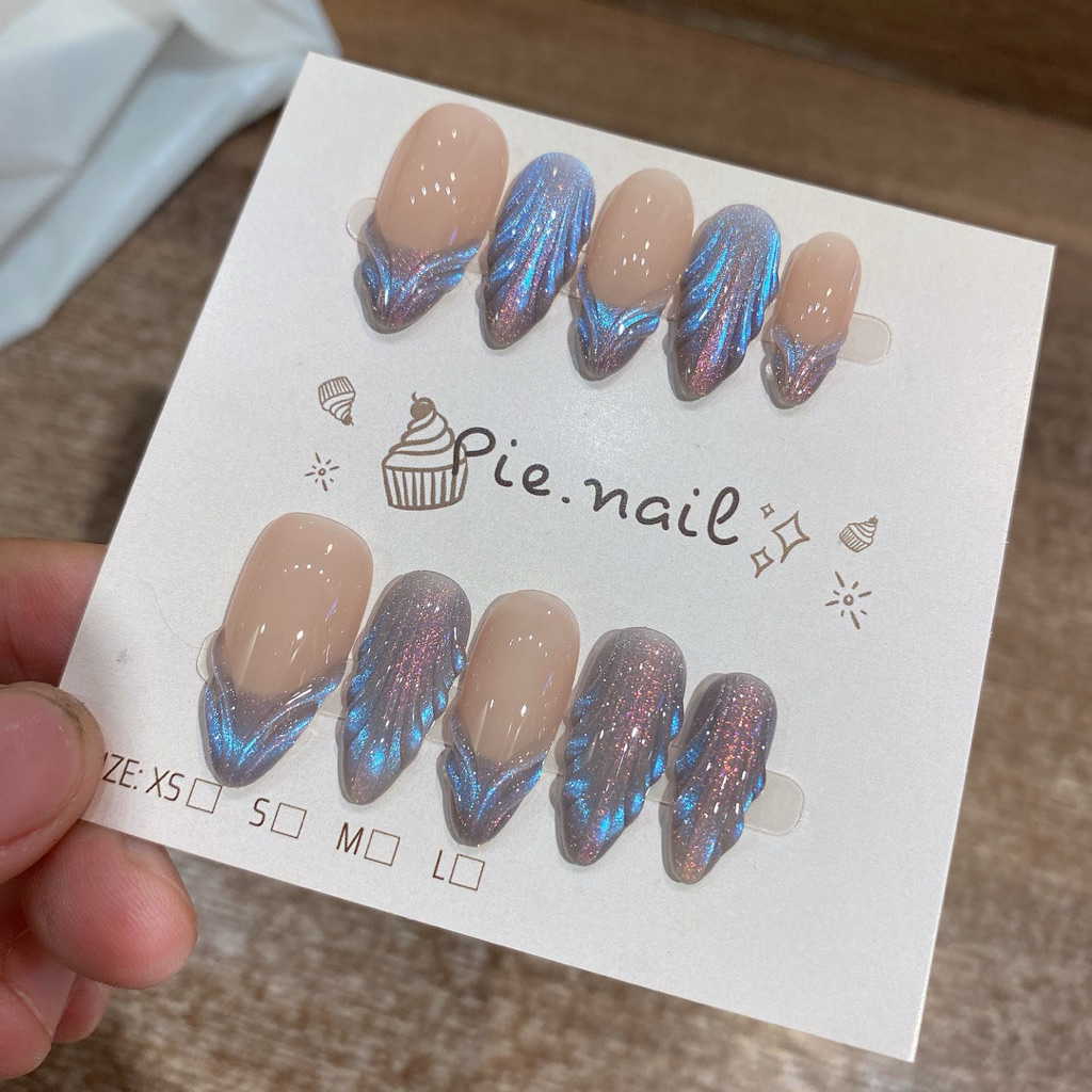 488. nailbox mắt mèo ánh sao tím xanh. gel giọt sương