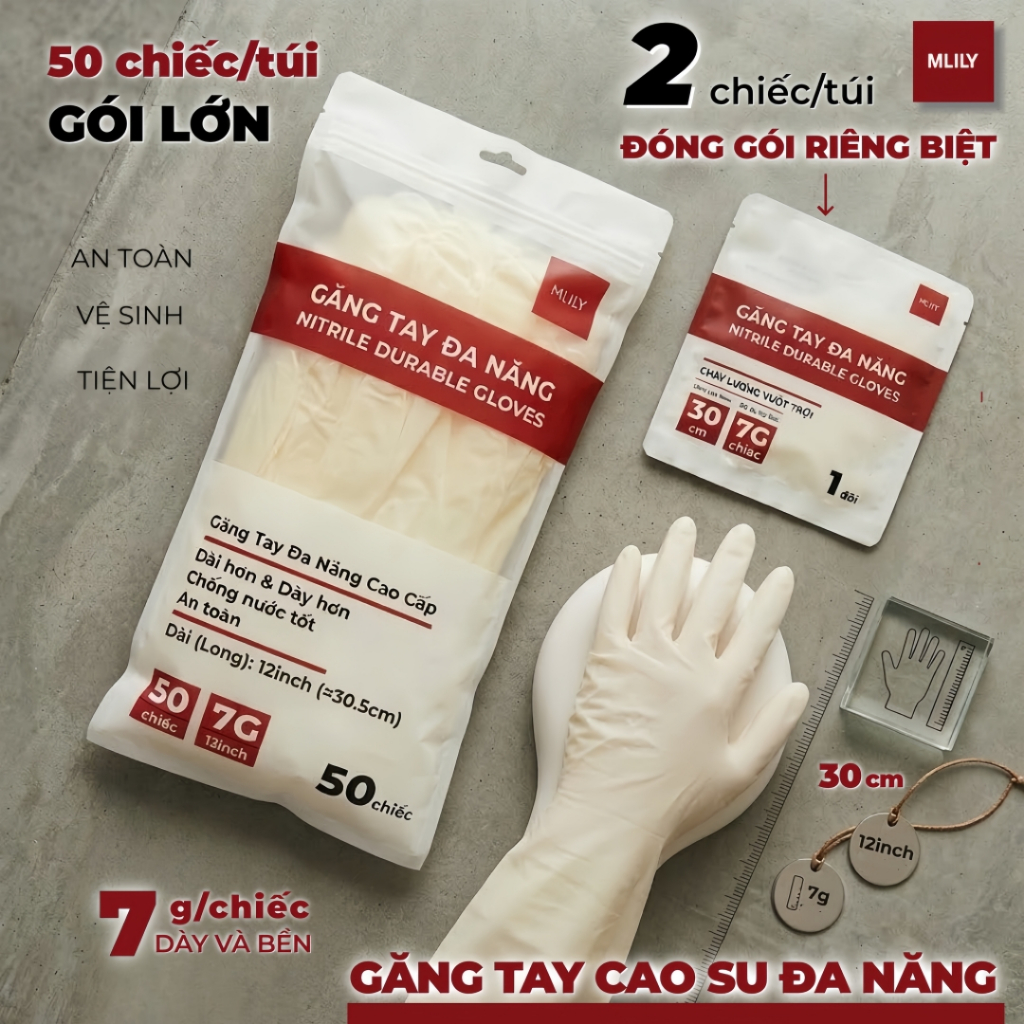 Găng Tay Cao Su ĐA NĂNG Không Bột  Cao Cấp – Siêu Dày Bền, Dùng Spa, Nhà Bếp, Chế Biến Thực Phẩm