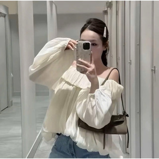 ÁO TRỄ  VAI  BÍ NHÚN BÈO TAY  BỒNG DÀI TAY CHẤT VOAN TƠ 2 LỚP