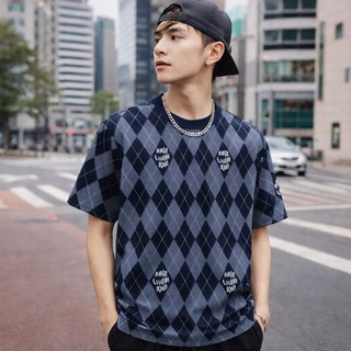 Áo Thun Nam Cổ Tròn Caro Xanh Đen Chất Vải Mềm Mát Mặc Cực Ngầu Dễ Phối  Đồ Chuẩn Boy Phố| H_LUXURY