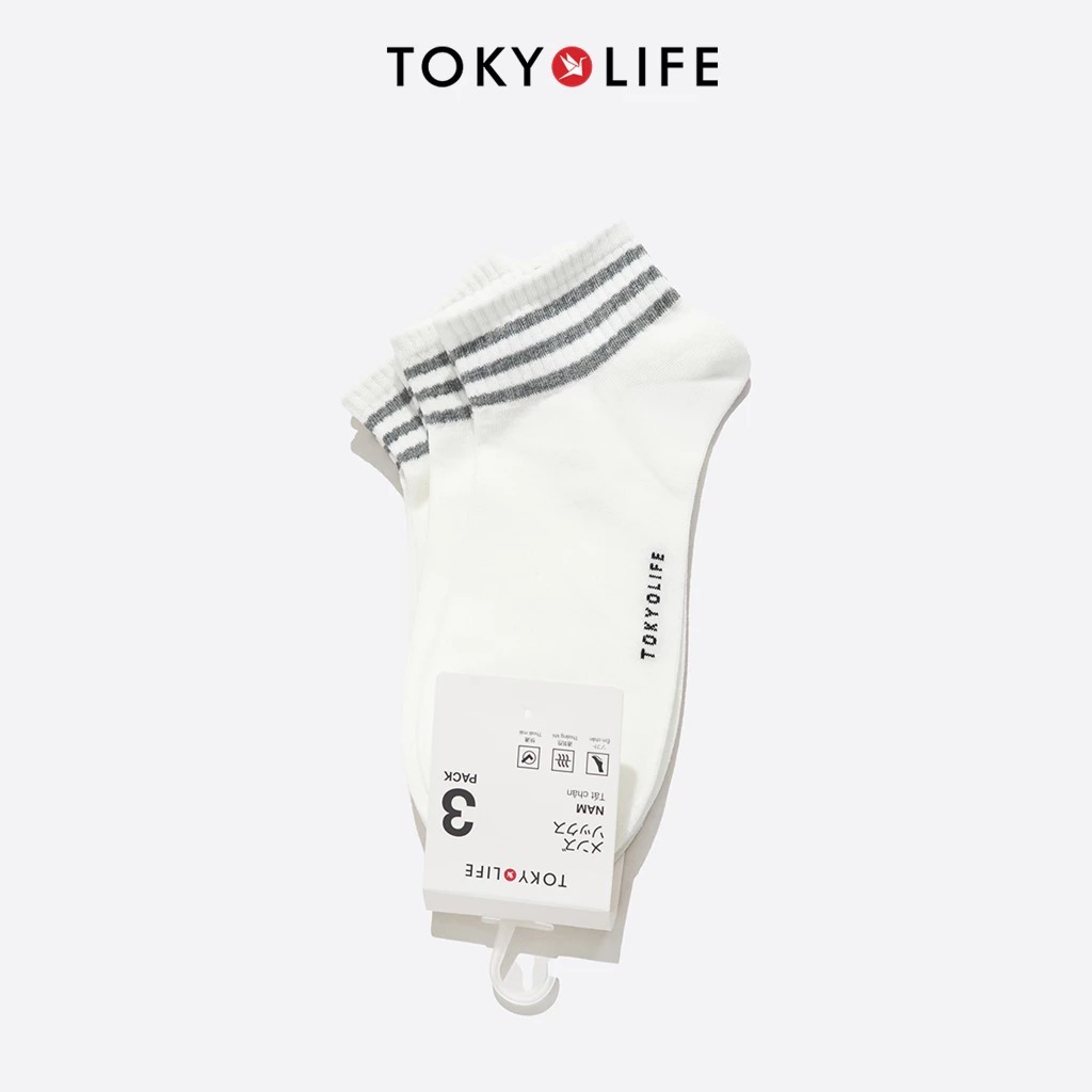 [Pack 3 Đôi] Tất Chân Nam Cổ Ngắn Màu Trắng Thời Trang TOKYOLIFE 40004107
