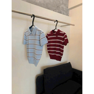 LT - Áo len mongtoghi kẻ nganh cổ bẻ, len mỏng cộc tay free size 1603